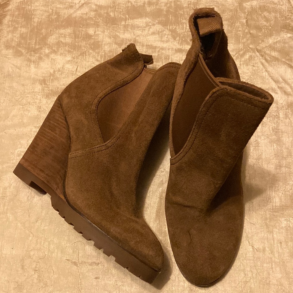 Michael Kors Thea Tan Suede Wedge Booties